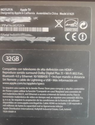 Apple TV 4ª Gen. 32GB - A1625