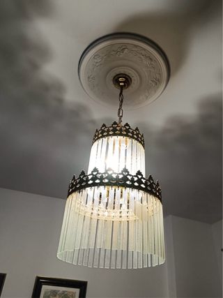 Lampara colgante dorada cristal