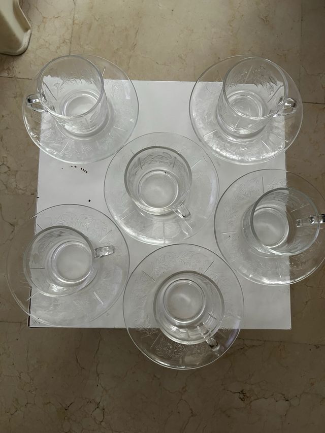Juego 6 tazas cristal transparente