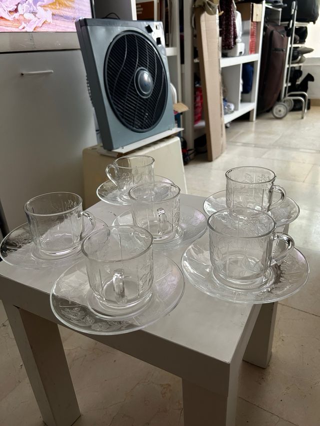 Juego 6 tazas cristal transparente