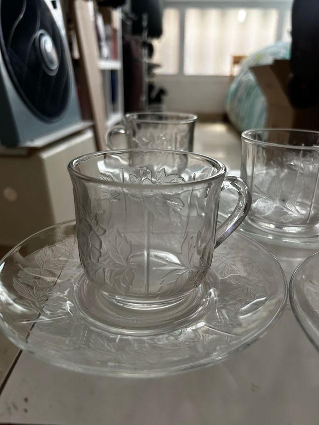 Juego 6 tazas cristal transparente