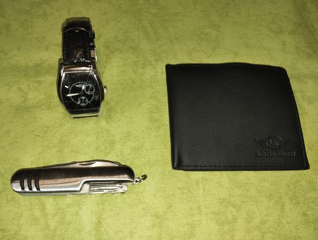 Regalo hombre: reloj, cartera ,navaja y bolígrafo