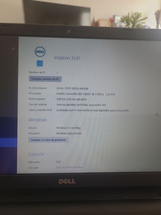 Notebook Dell Inspiron 3531 nero