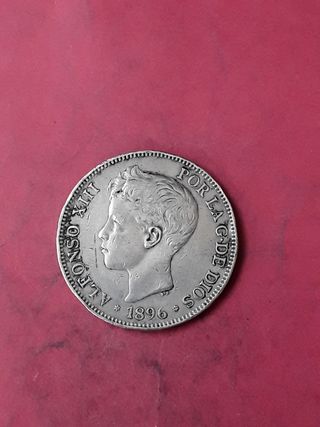 5 PESETAS 1896 PLATA. ALFONSO XIII.
