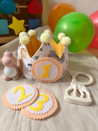 Corona cumpleaños animales 1-2-3 años