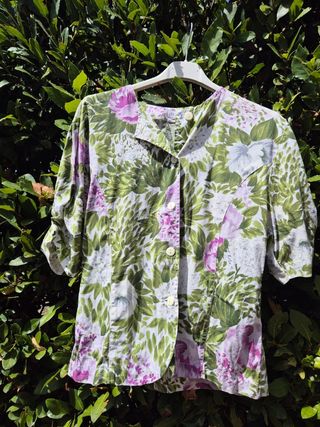 Blusa fiori vintage verde viola