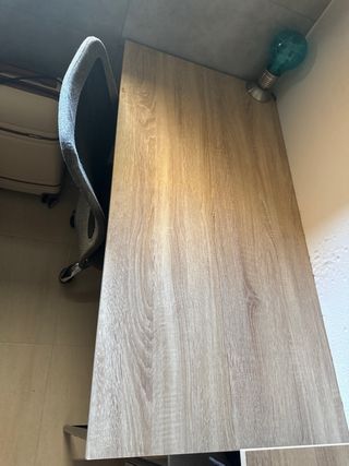 Escritorio madera-metal, beige + silla 