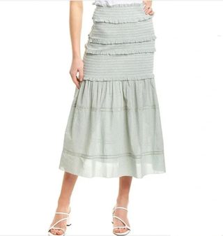 Love Shack Fancy/ Maxi falda lunares verde agua M