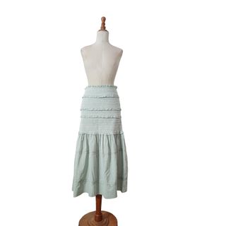 Love Shack Fancy/ Maxi falda lunares verde agua M