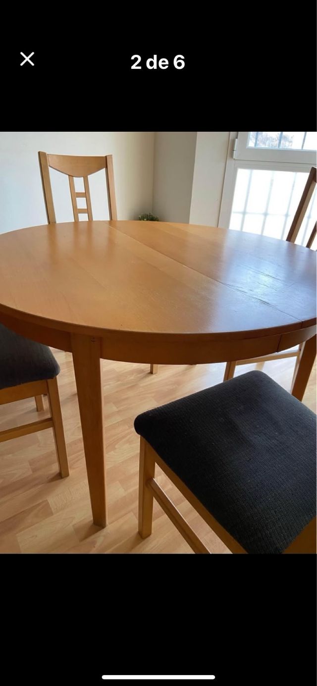 Mesa redonda extensible + 4 sillas