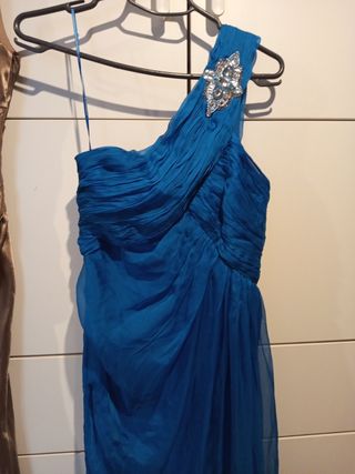 3 Vestidos fiesta (S): azul, marrón, rosa