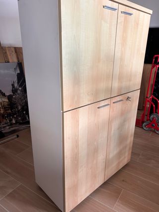 Armario archivador madera blanco-beige