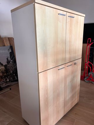 Armario archivador madera blanco-beige