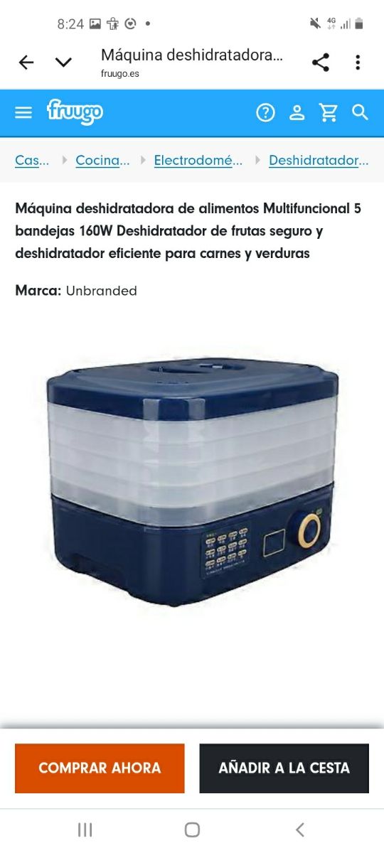 Deshidratador 5 bandejas 160W