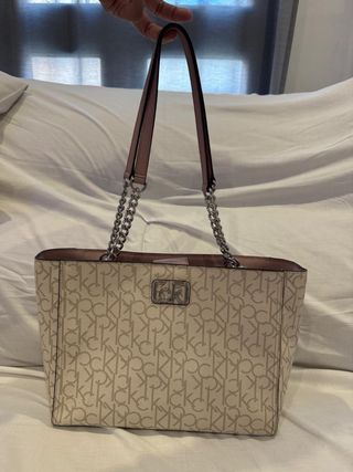 Bolso Calvin Klein beige y rosa