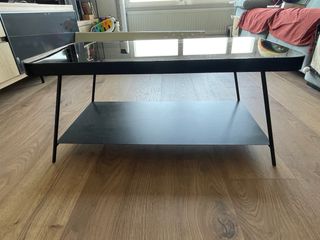 Mesa centro cristal negro - metal