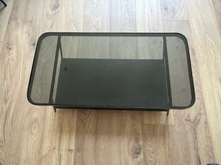 Mesa centro cristal negro - metal