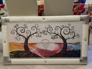 Quadro decorativo ecopelle marrone