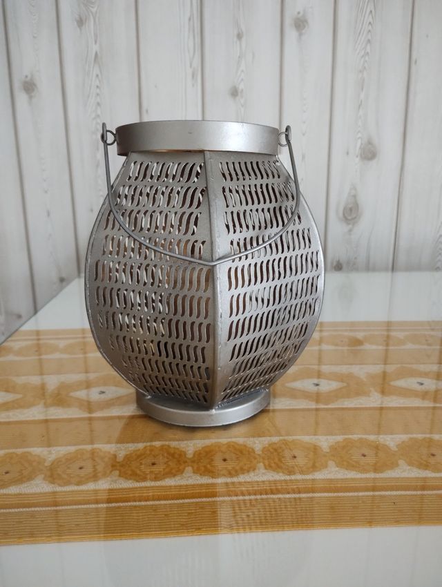 Farol metálico decorativo plata