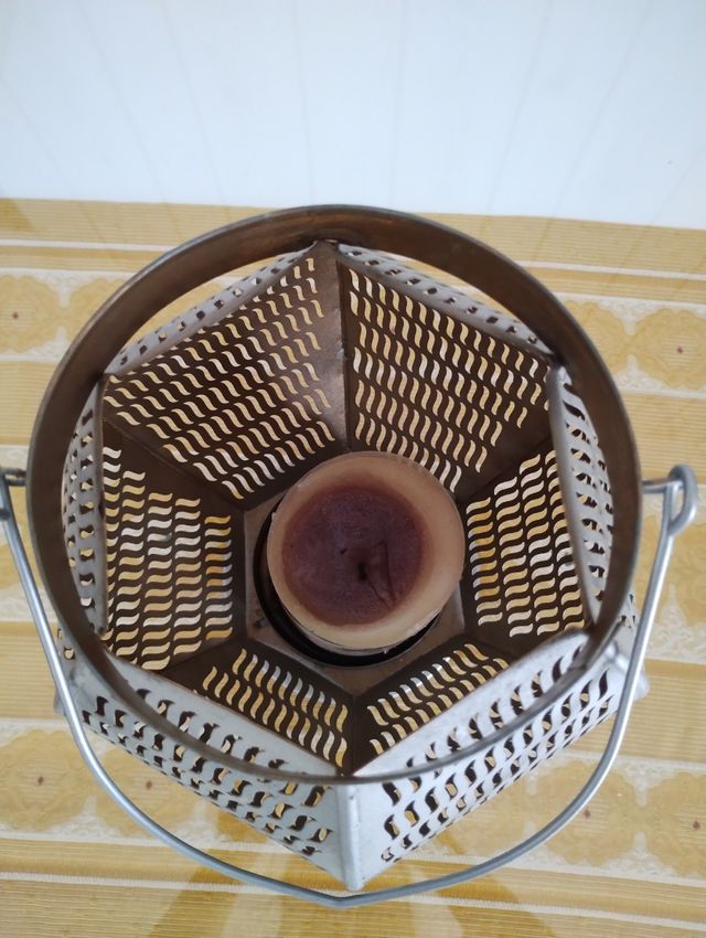 Farol metálico decorativo plata