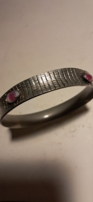 Pulsera metal | Cristales rosa