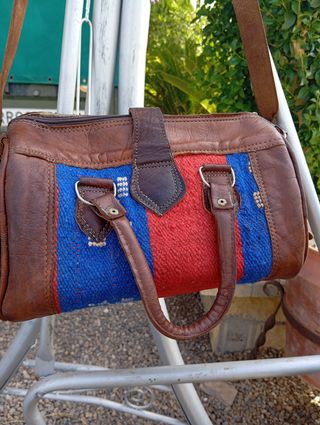 Bolso piel artesano marrón