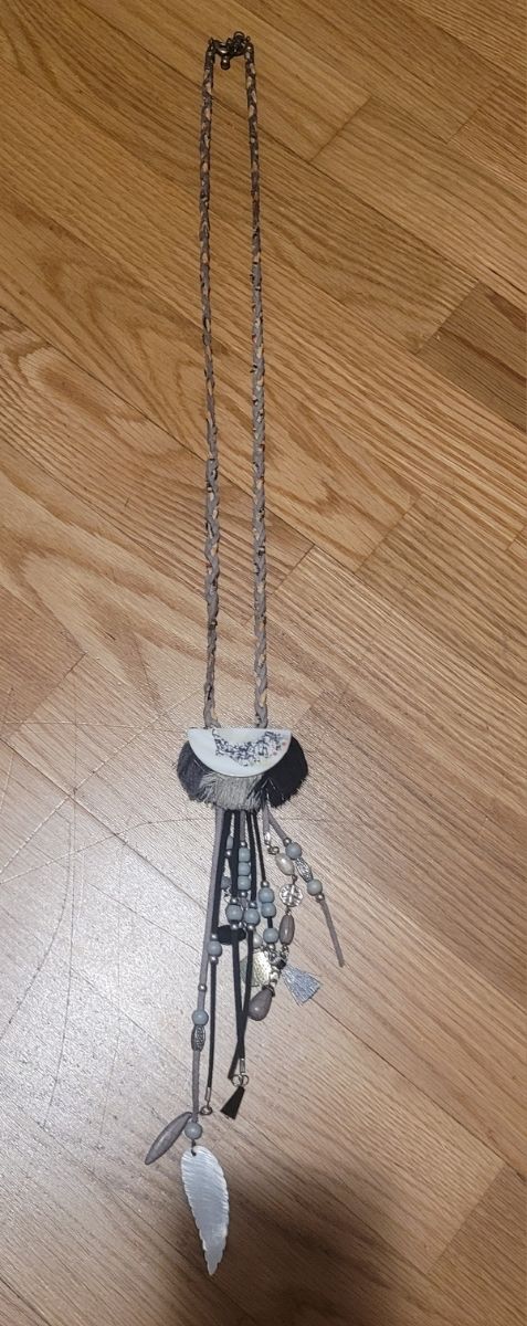Collar boho | beige y gris