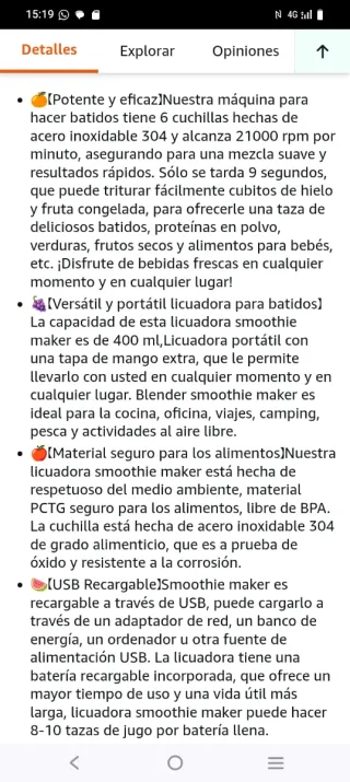 Batidora Portátil - Exprimidor