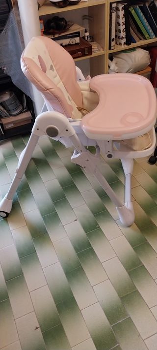 Trona bebé plegable rosa