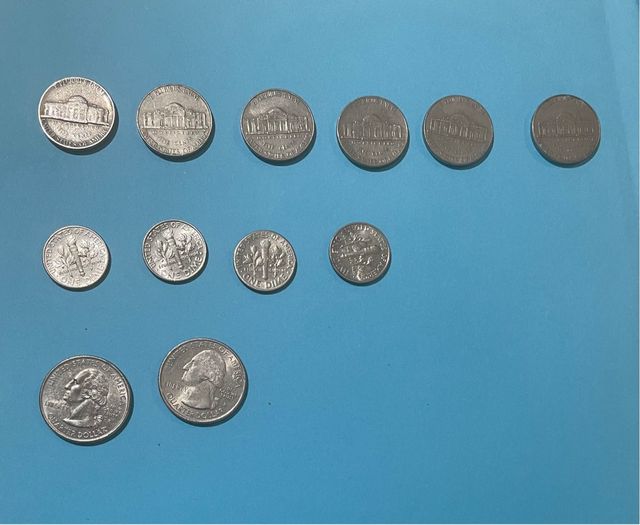 Monedas US: 8 piezas