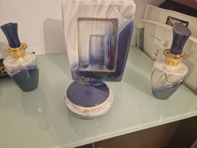 Juego Decorativo Cerámica Azul