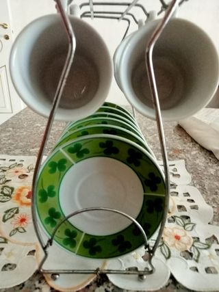 6 Tazzine caffè - Verde & Bianco