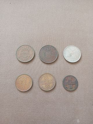 6 Monedas Antiguas ESCUDOS Portugal y colonias.