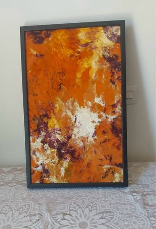 Quadro astratto arancione e viola