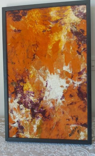 Quadro astratto arancione e viola