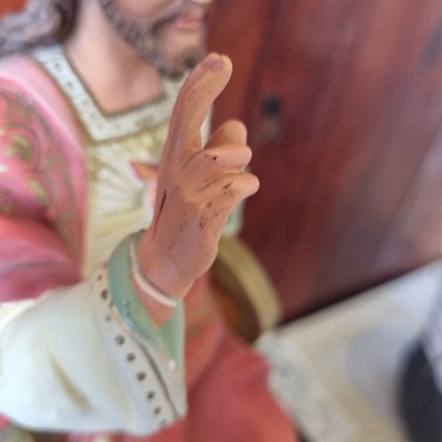 Figura Sagrado Corazón Jesús sello Olot auténtica
