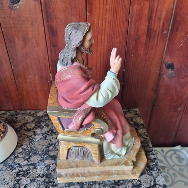 Figura Sagrado Corazón Jesús sello Olot auténtica