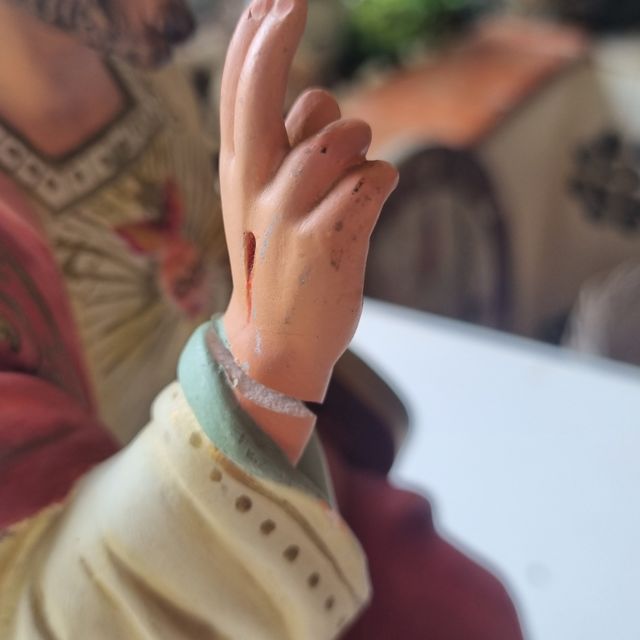 Figura Sagrado Corazón Jesús sello Olot auténtica