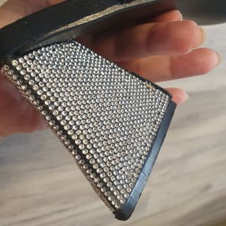 Sandalias mujer tacón negro brillantes