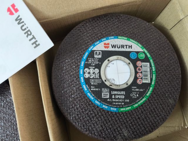 Lote 75 discos corte amoladora Wurth