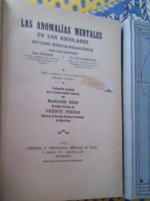 Pack Educacíon de Anormales años 1916 y 1917