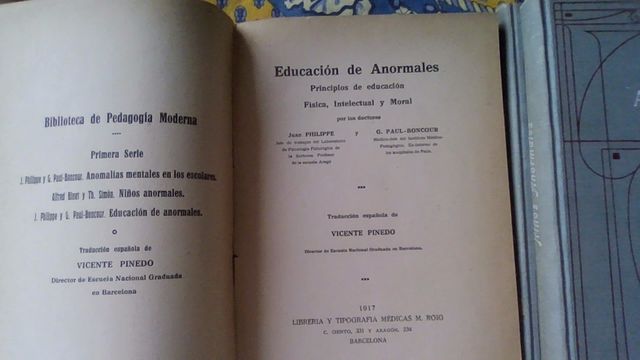 Pack Educacíon de Anormales años 1916 y 1917