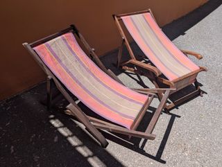 2 Hamacas de jardín Lartigue 1910 - Madera y tela