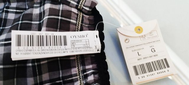 Braguita Oysho cuadros gris-negro-plata