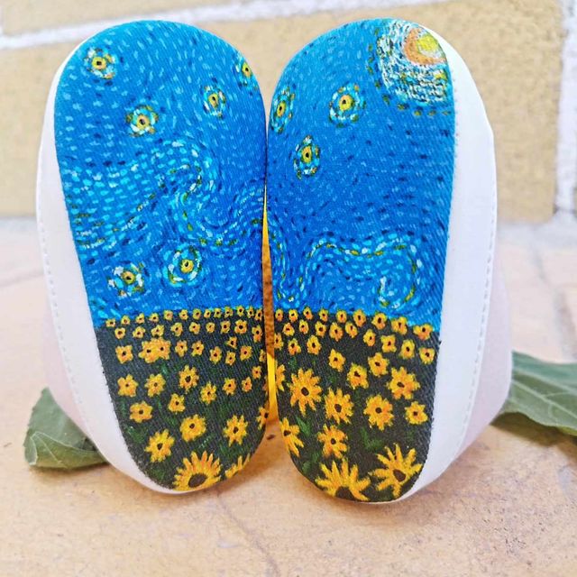 Scarpine neonato dipinte a mano 6-9 mesi