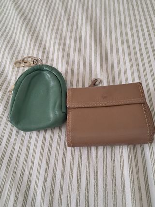 Monederos piel - Marrón y Verde