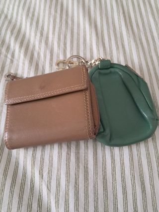 Monederos piel - Marrón y Verde