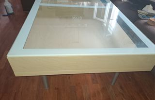 Mesa centro cristal - madera
