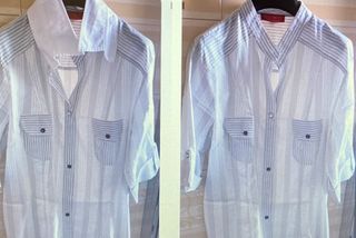 Camicia a righe blu e bianca
