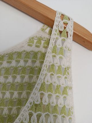 Top crochet verde y blanco